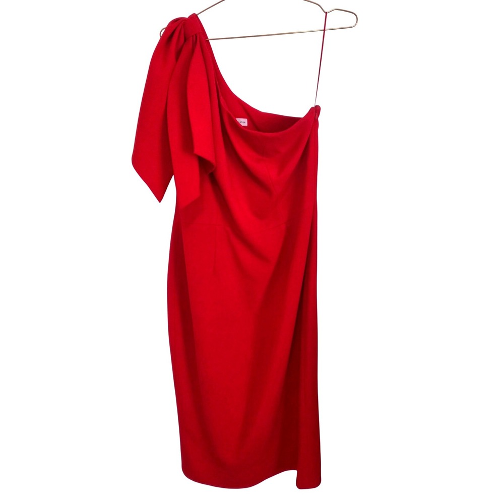 Dress The Population Tiffany One Shoulder Bow Midi Dress Rouge Red XL